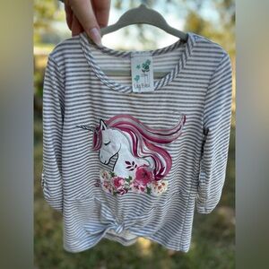 Lily Bleu Gray Striped Unicorn Top